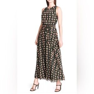 Calvin Klein Black and Red Geometric Maxi Dress